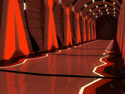 Sci Fi Corridor Low-poly 3D model 4