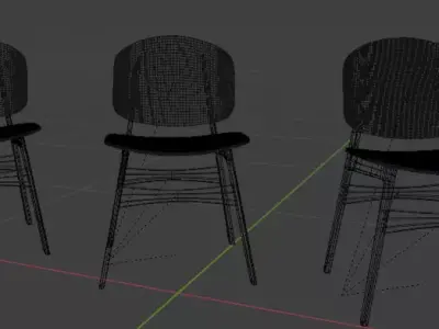 Set of 3 Modern Chairs - Game and Visualization Ready 3D Models Low-poly 3D model