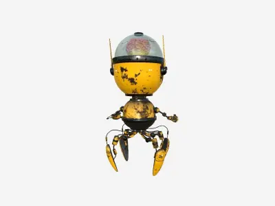 Brain Robot G05 Yellow - SciFi Character Design Low-poly 3D model