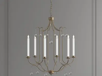 Piper chandelier with four candle holders and crystals 3D model
