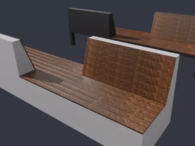 Outdoor park long chairs 3D model