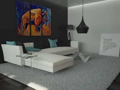 Kitchen Dining And Living Room 3D model