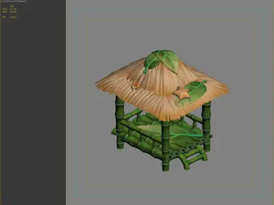 beach room thatched cottage 3D model