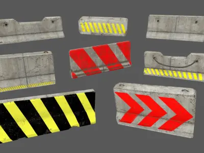 barrier set 5 of road markings Low-poly 3D model