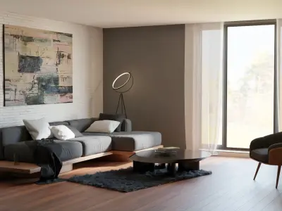 Design of a living room in a modern and sports style 3D model