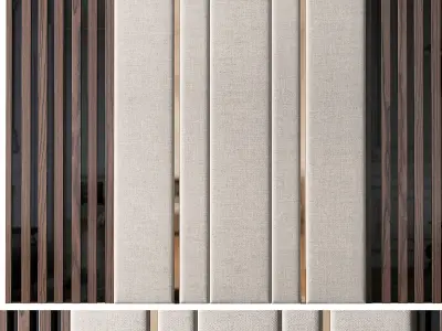 Panel sliding door with stripes 3D model