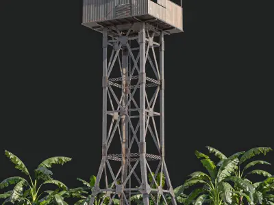 Watchtower guard tower Low-poly 3D model