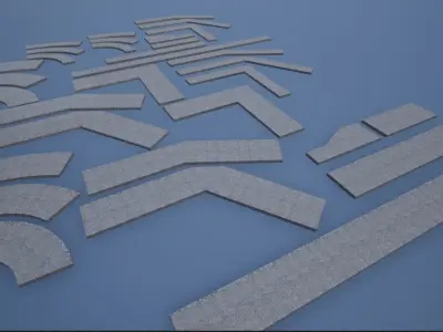Lowpoly Modular PBR Pavements Low-poly 3D model