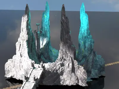 Nordic gods Sword stones 3D model