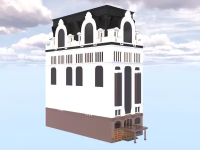 Modern residential building for the European Street 5 Low-poly 3D model