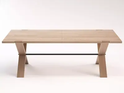 Oxymore wooden dining table with cross legs 3D model