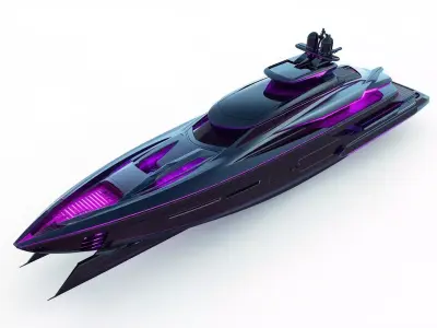 Cyber-Synthetic Infiltrator Stealth Yacht 3D Model 3D model