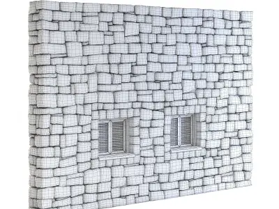 Forge Stone Wall with Windows 3D model