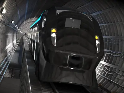  Subway Transport Tunnel with Internal Train 