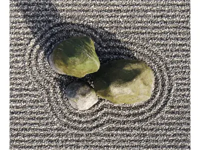 Japanese Rock Zen Garden 01 - Low Poly - PBR Low-poly 3D model