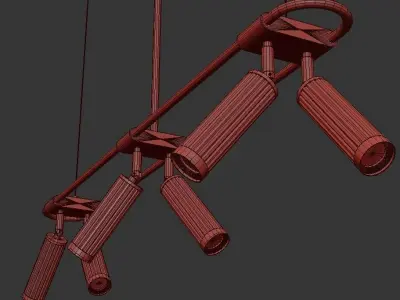 TRIGGER four light fixtures hanging from gold chain 3D model