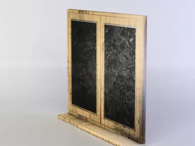 Door wooden cabinet with two doors Low-poly 3D model