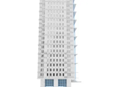 building low poly 3 office with windows Low-poly 3D model