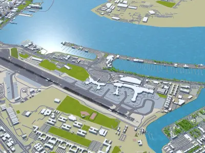 San Diego Airport 10km Low-poly 3D model