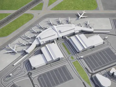 Canberra Airport Low-poly 3D model