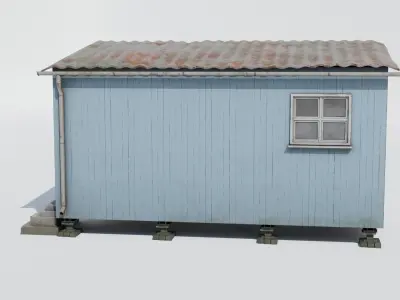 Forest Hut Blue Low-poly 3D model