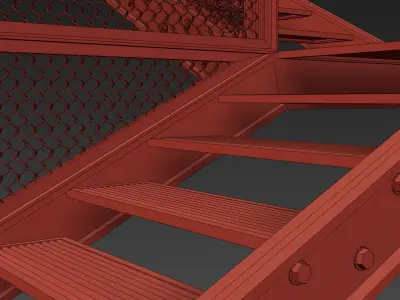 Old metal stair Low-poly 3D model