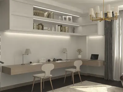 Modern Study Room Interior 3D model