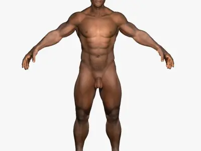Muscular African American Male With Full Body Skeleton 3D model