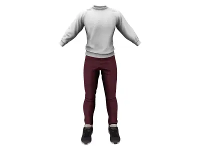 Men Sweatshirt Pants Sports Shoes Outfit Low-poly 3D model