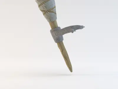 Simple Medieval Torch with Holder Low-poly 3D model