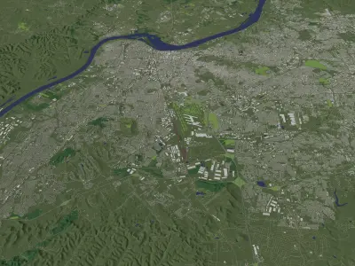 Louisville Kentucky USA in 40 km x 40 km - city and urban 3D model
