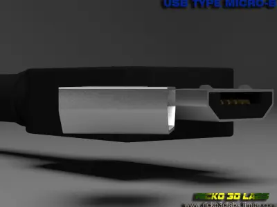 USB Type Micro-B MALE E FEMALE Low-poly 3D model