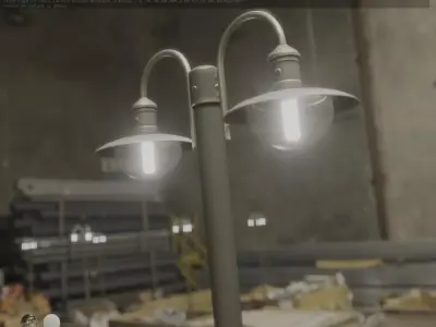 Street Light -7- Basic Version -2 Lamp-  Low-poly 3D model