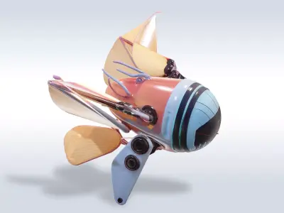 Futuristic Sci-Fi Flying Drone Robot with Cockpit Game Ready  3D model