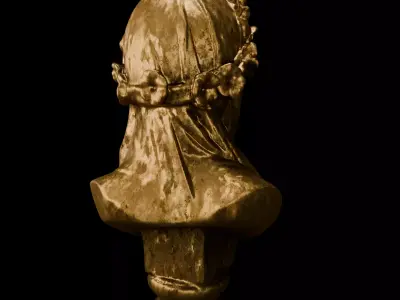 Veiled Classical Bust Sculpture - Marble and Bronze Statue 3D model