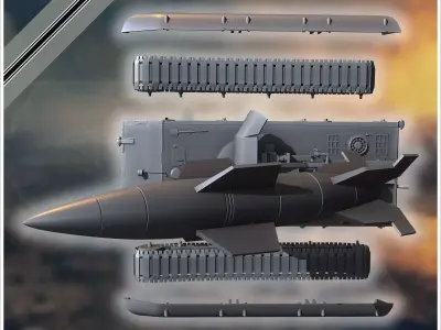 E-100 mit Raketenwerfer V-4 Boden-Boden Rakete Entwicklung rocke 3D print model