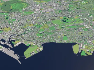 Edinburgh Scotland UK 25x25km 3D City Map 3D model
