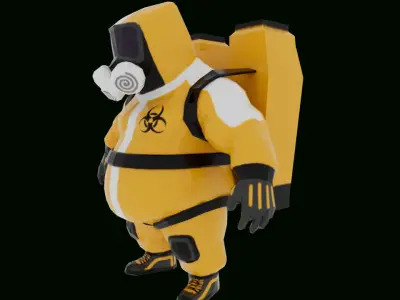 Lowpoly hazmat man with rigging Low-poly 3D model