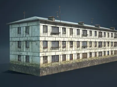 Abandoned Soviet House Collection - White Panels Low-poly 3D model