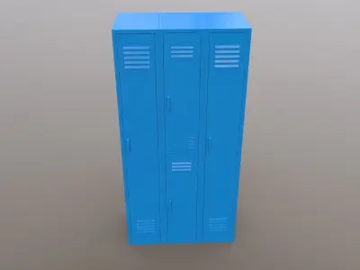 PBR School Gym Locker 04 - Blue Light Low-poly 3D model