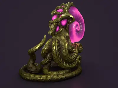 Ancient creature statue Low-poly 3D model