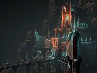 Dark arcitecture set Low-poly 3D model