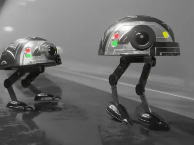 R2-D2 concept 3D model Low-poly 3D model