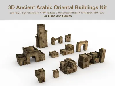 Ancient Arabic oriental Kit  Low-poly 3D model