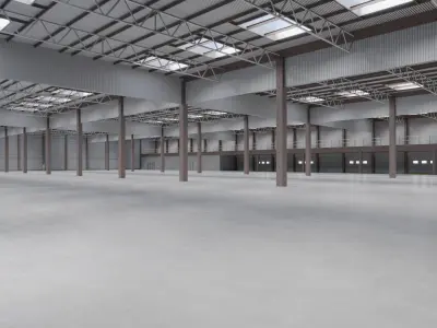 Factory Hall Interior 7 Low-poly 3D model