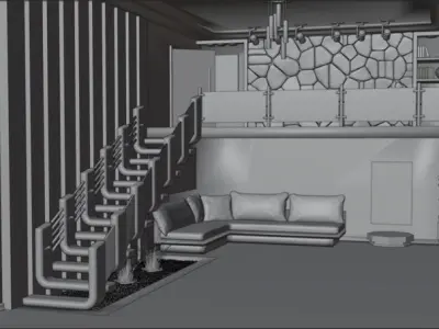 modern living room 3D model 17