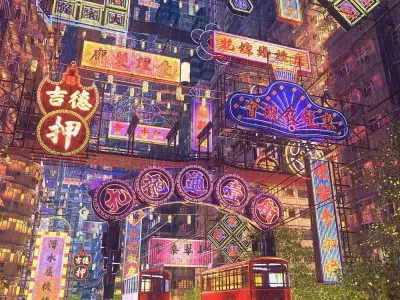 Hong Kong Neon Sign V04 Bundle 3D model