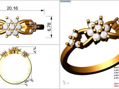 rings with diamond  3D print model