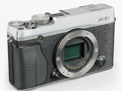 Fujifilm X-E1 Silver mirrorless digital camera Low-poly 3D model