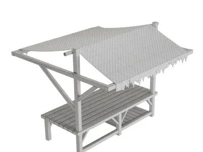 Medieval Wooden Market stall 3D model